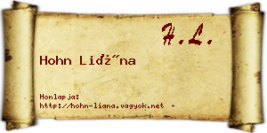 Hohn Liána névjegykártya